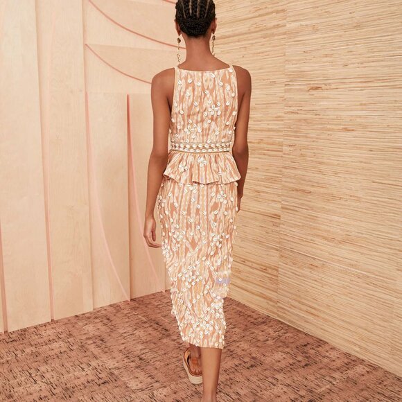 Ulla Johnson Valory Sea Shell Embroidered Ruffled Midi Dress Size 8 - Picture 2 of 13